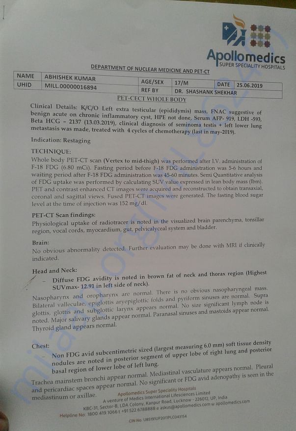 Pet ct report