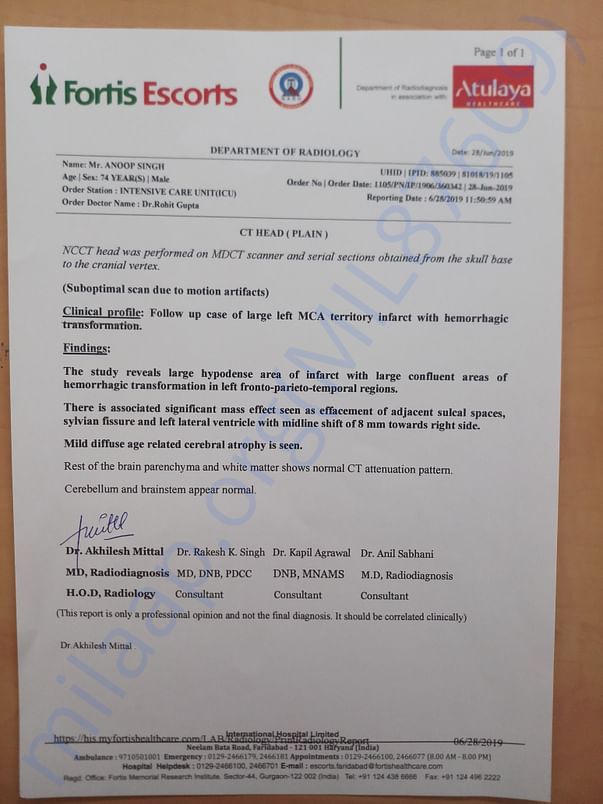 CT scan report