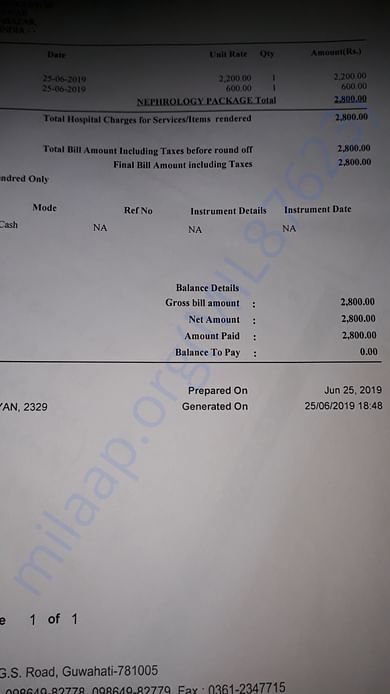 Dialysis bill twice in a week