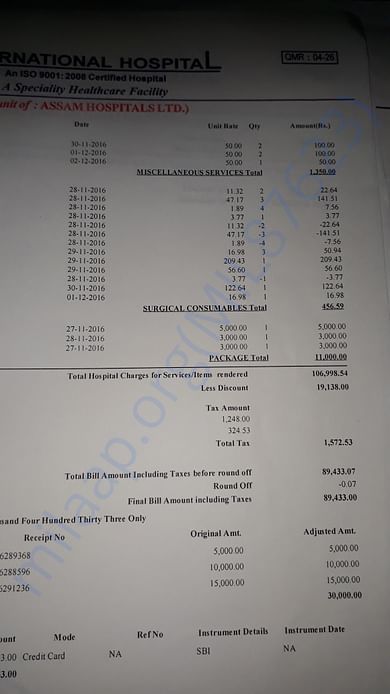 Final bill on 2nd December 2016