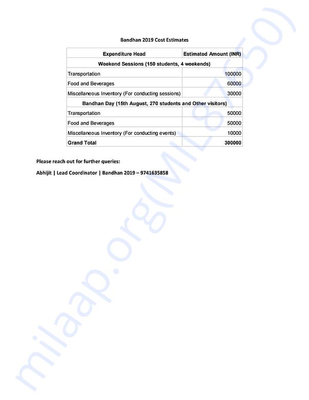 Estimation Letter