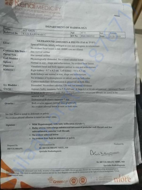 Radiology report page 1