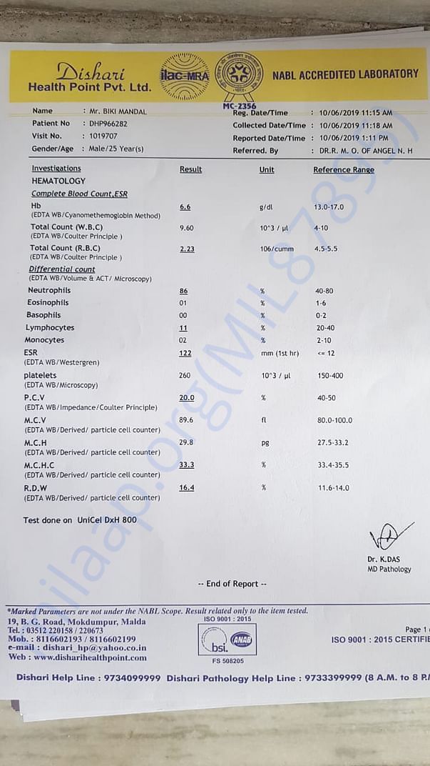 COMPLETE BLOOD COUNT REPORT