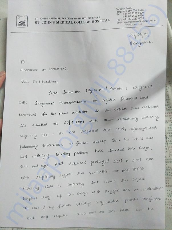 Letter from Dr. Tulasi part 1