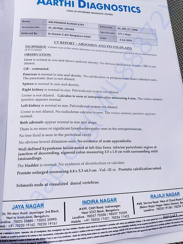 CT Scan report