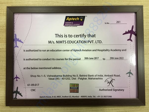 Aptech Aviation training authorisation certificates