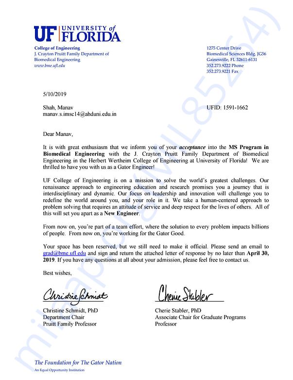 Admission letter