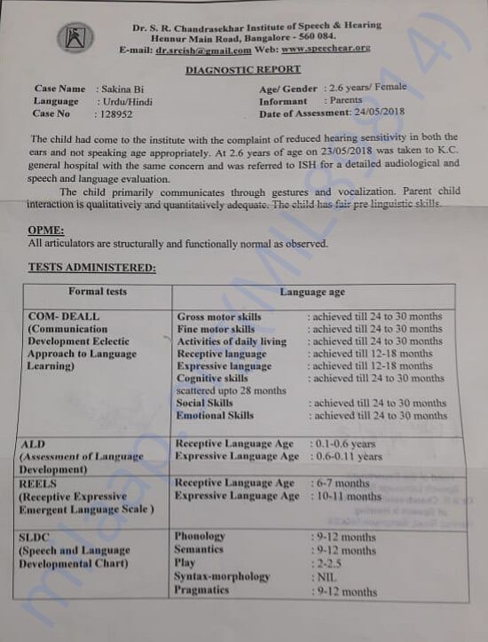 Hearing therapy report