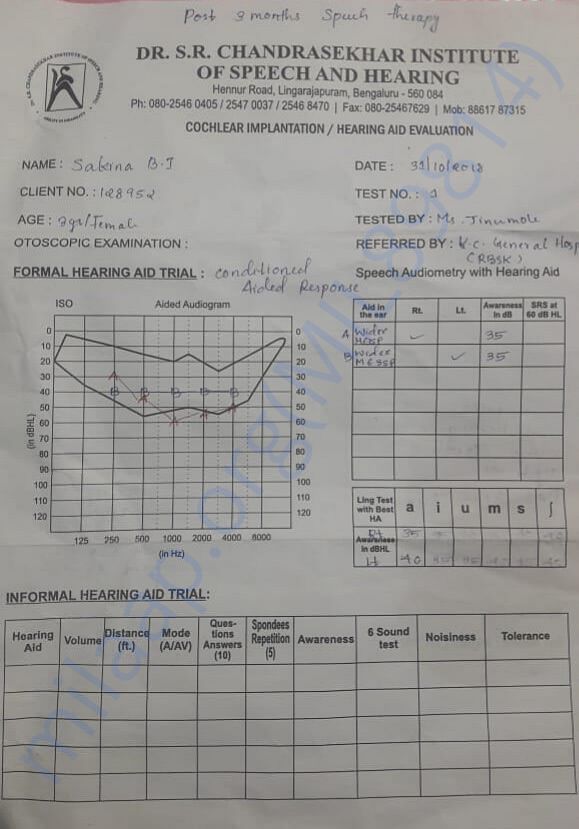 Hearing therapy report
