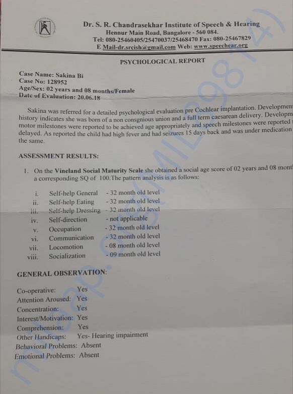 Hearing therapy report