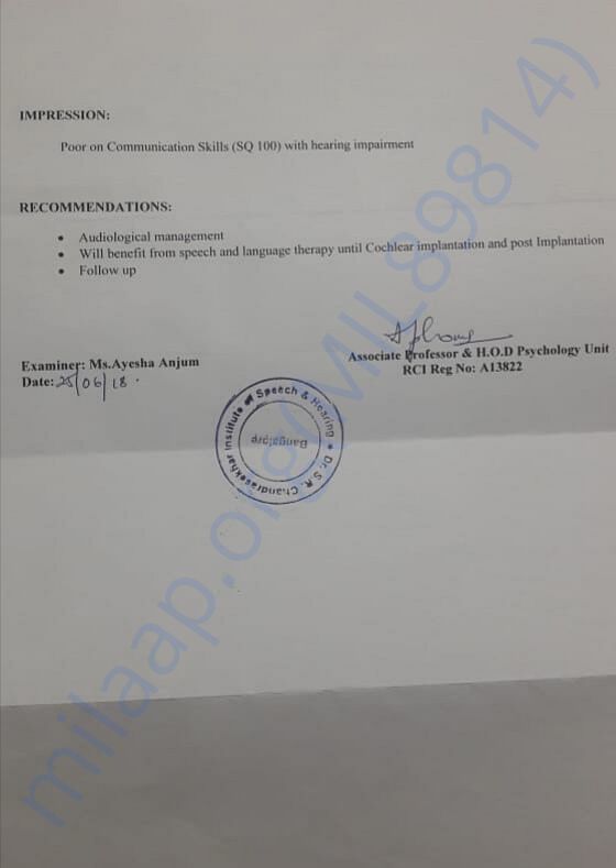Hearing therapy report