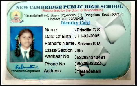 ID card of Pricillia