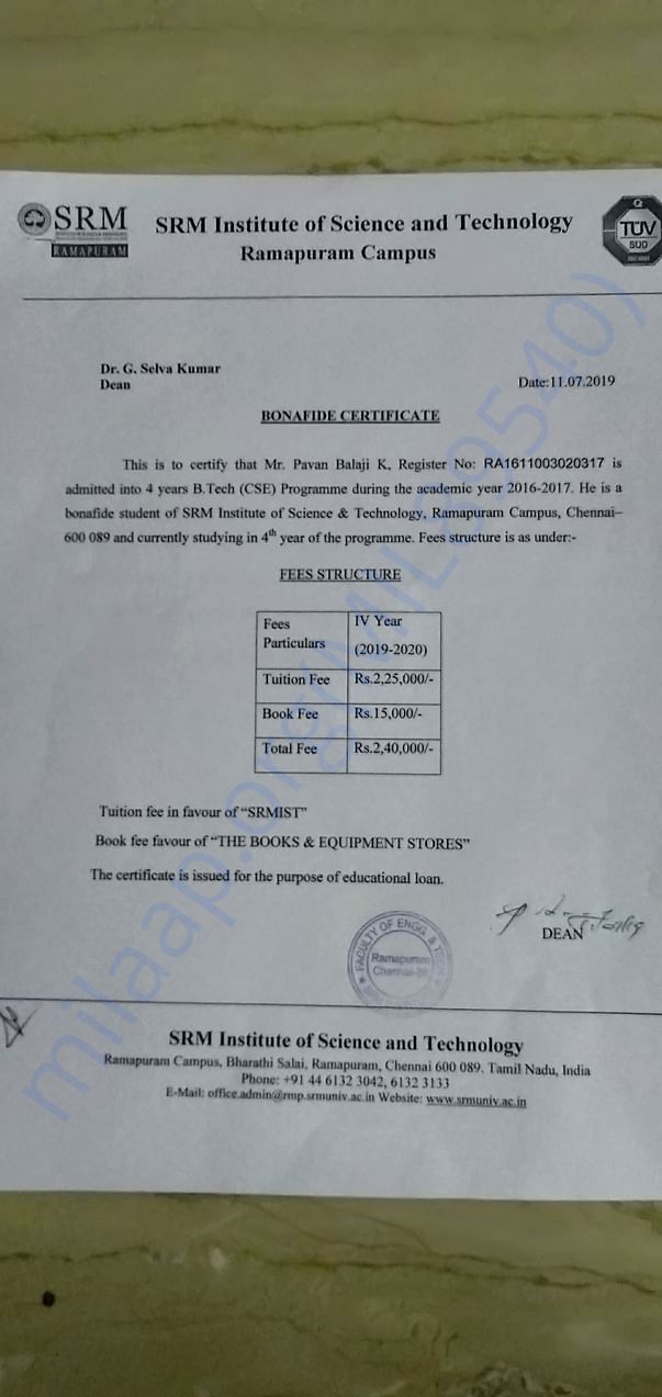 Fee structure to be provided