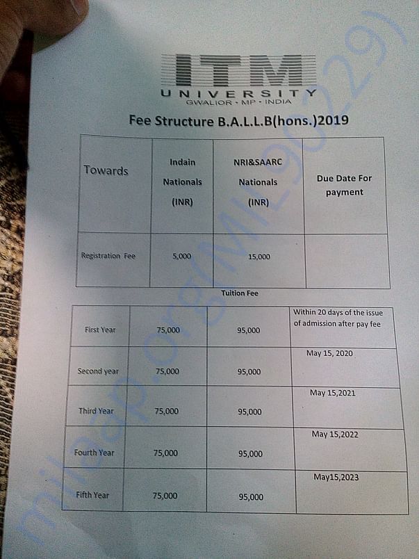 my collage fee structure