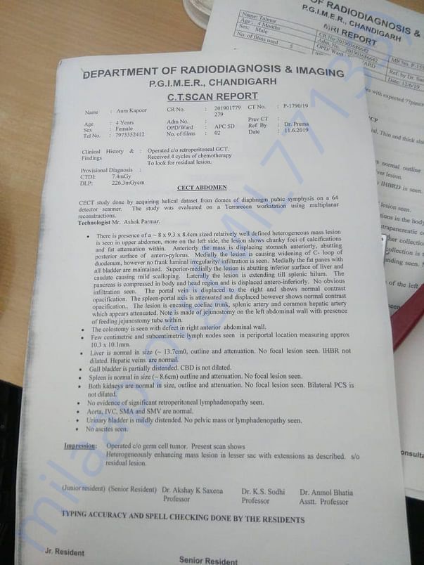 latest CT scan report