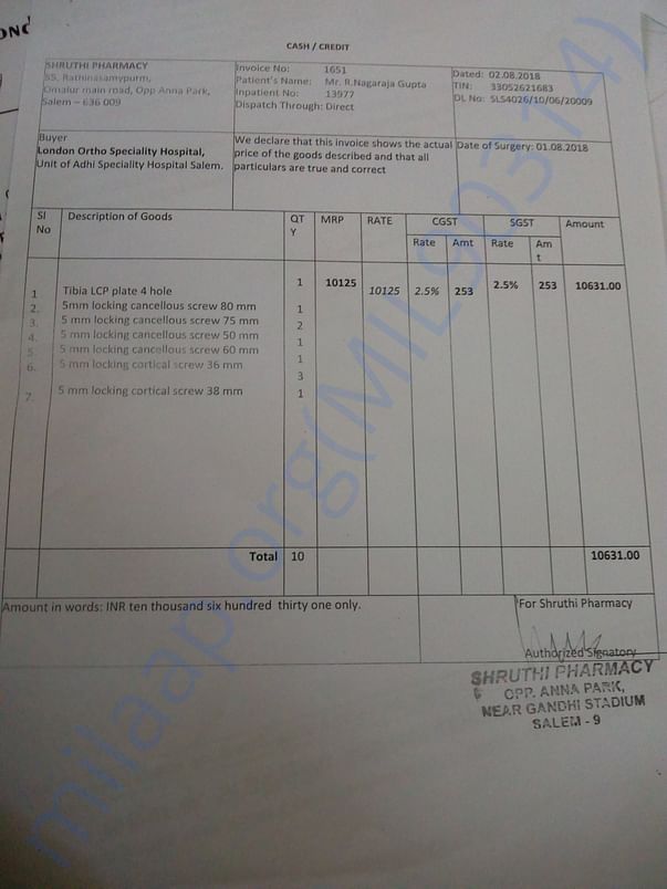 Pharmacy bills