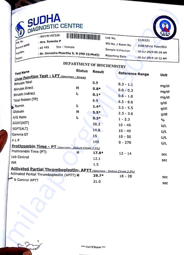 Medical report for suseela