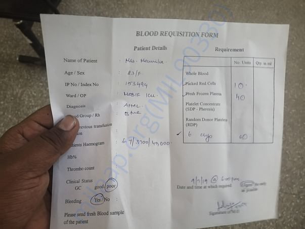 Blood Requisition details