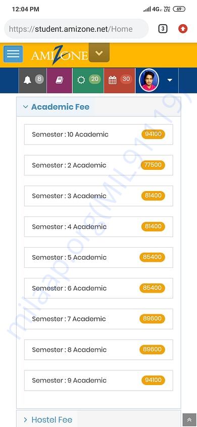 Academic Fee Structure