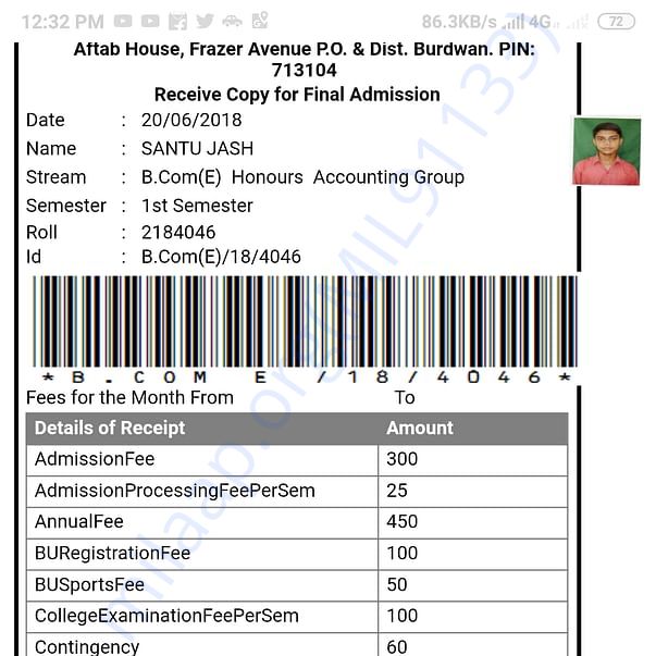 Admission letter
