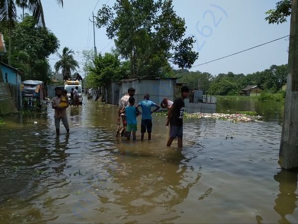 Roads are submerged under water
