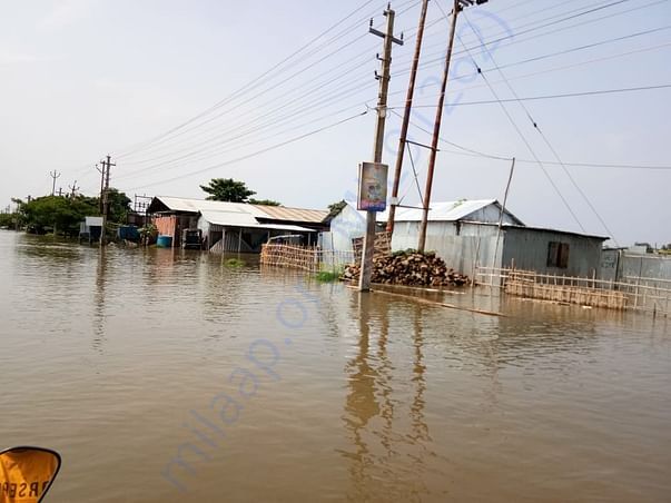 Roads are submerged under water