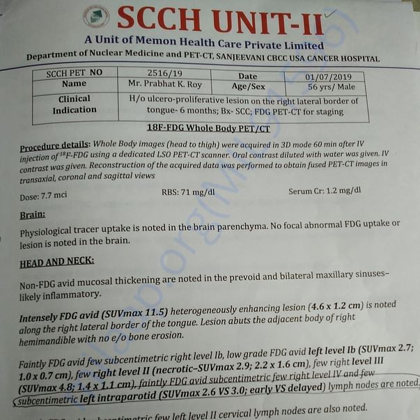 Pet ct scan report