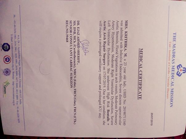 Help Krithika Undergo Heart Surgery
