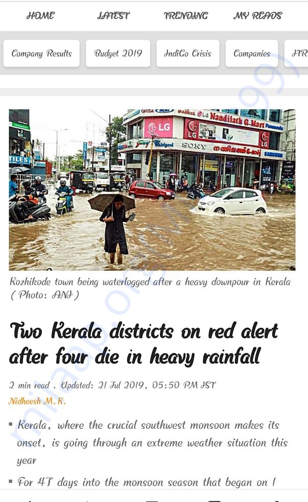 Heavy Rains hits in Kerala
