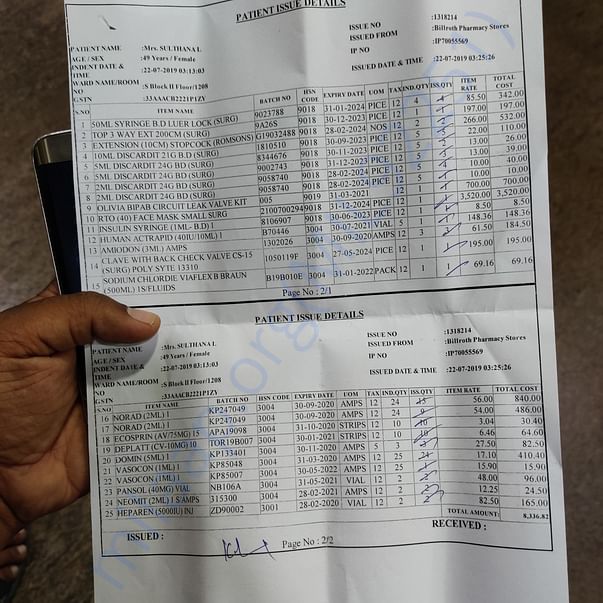 One of the medical bill