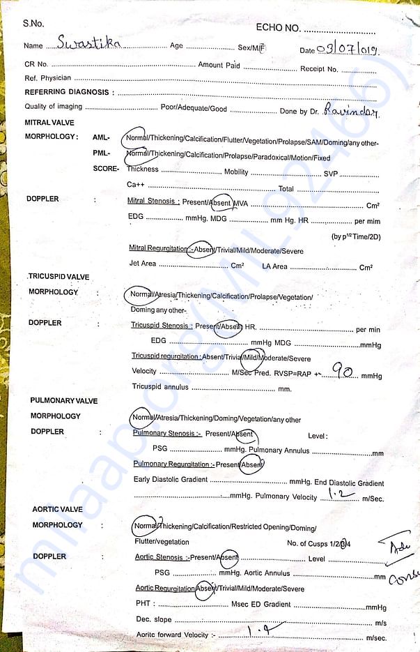 Echocardiography and Colour Doppler Report pg2