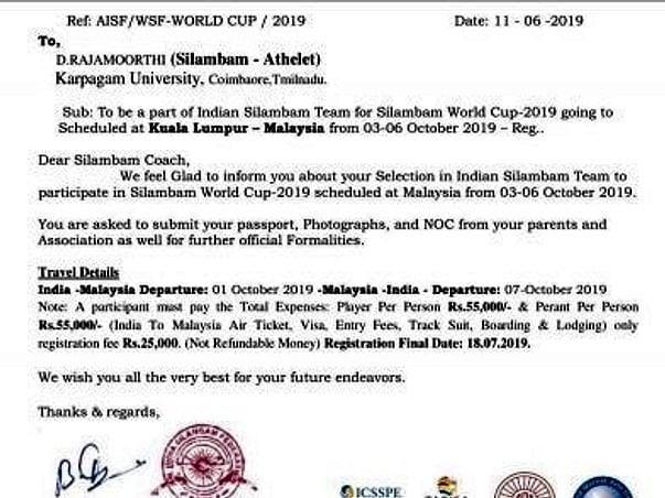 Rajamoorthi for Tamil Traditional sports world cup - Silambam