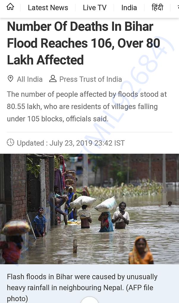 Total number victims who have suffered because of the flood
