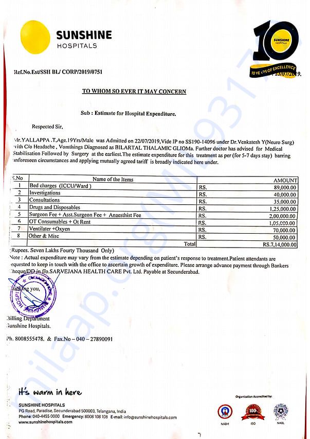 Sunshine hospital estimation
