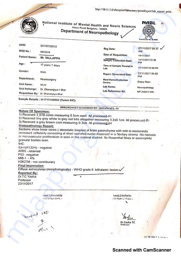 Medical Report NIMHANS Bangalore