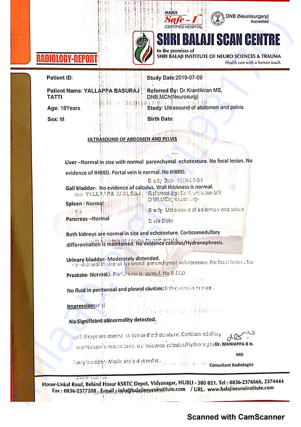 Ultrasound Report Balaji Neuro hospital