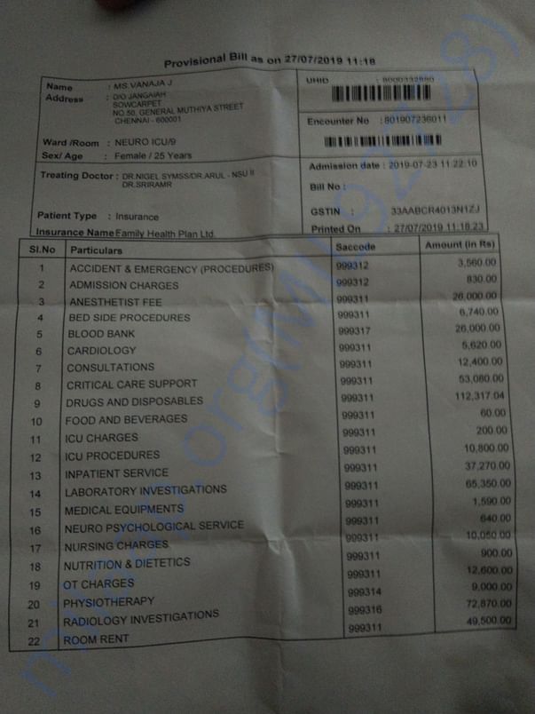Hospital bill