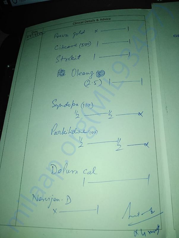 Tests & Medicines prescribed by the Dr.which are supposed to be done