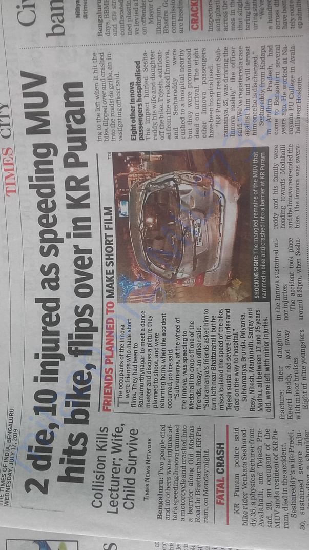 Road accident that happened