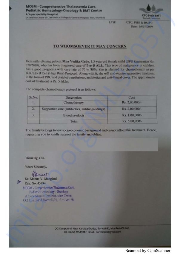 Estimation letter