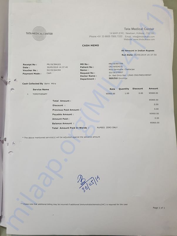 Tata medical bill 1