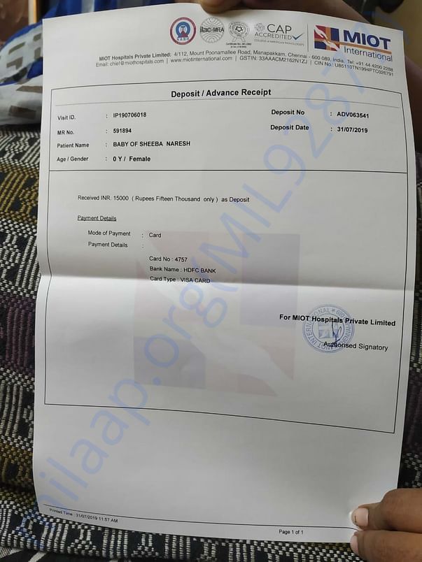 Bill #1 paid on 31-07-19