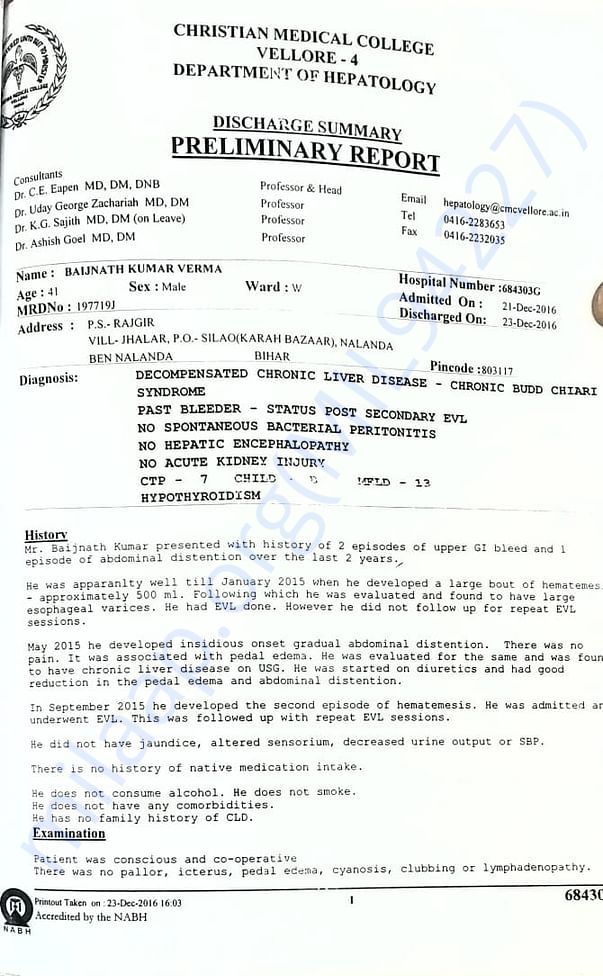 Hospital report