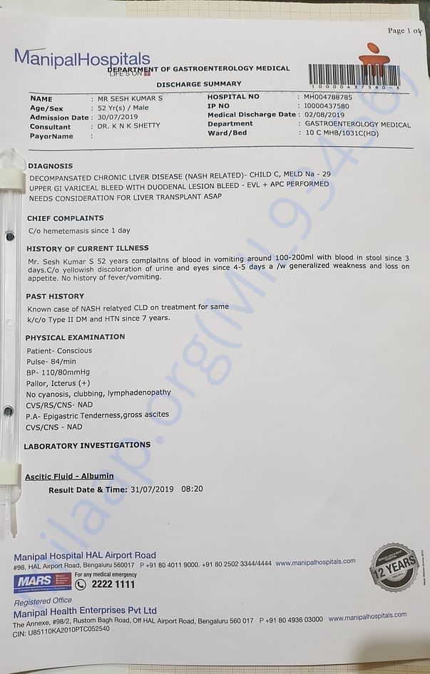 Manipal Clinical summary