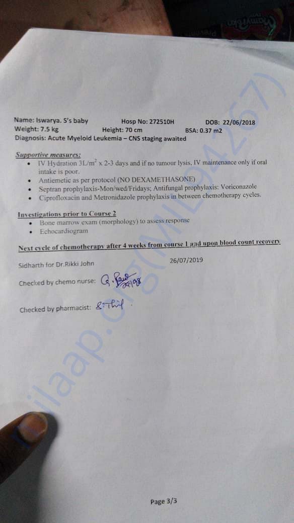 Medical test results chemotherapy