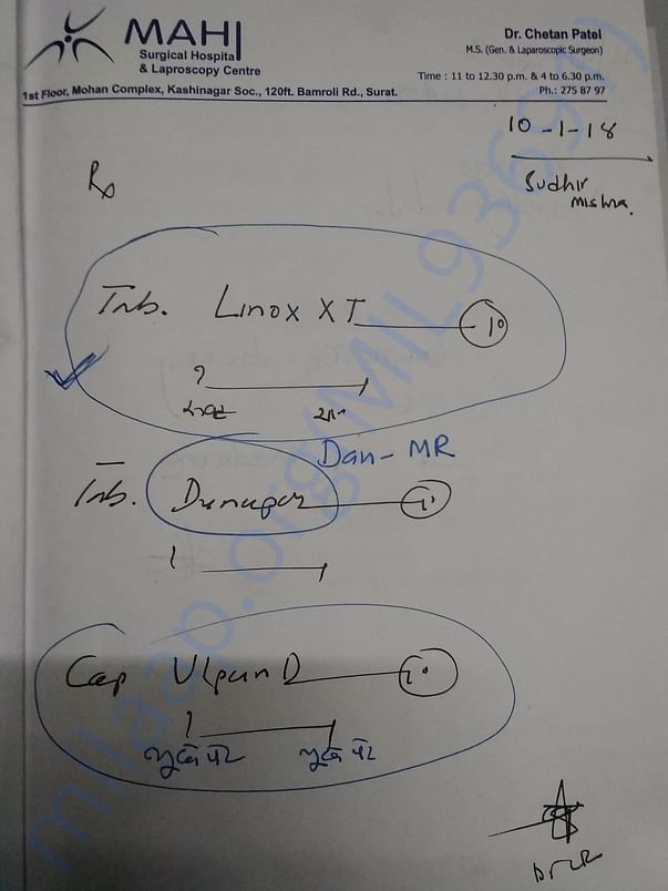 10 jaunary 2018 doctor treatment report