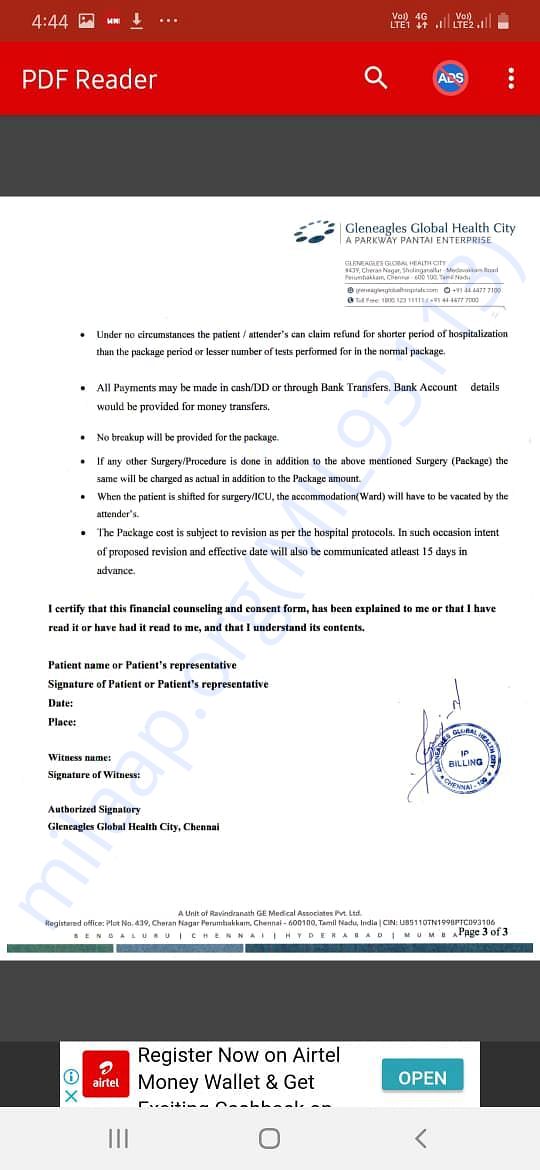 Financial Conultation & Concent Form for Lung Transplant