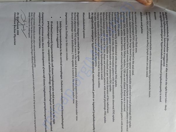 Pet scan report