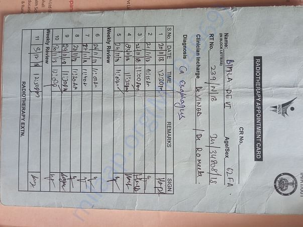 Opd card radiotarapy
