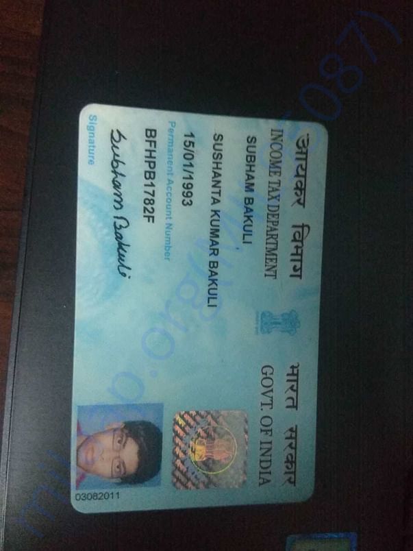 Pan card of the founder